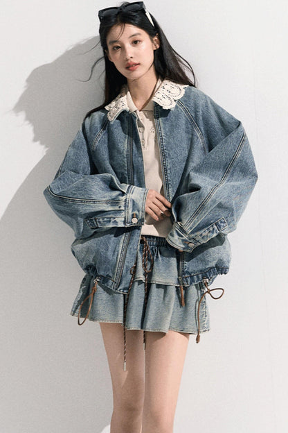 Vintage Crochet Denim Jacket Set-Up