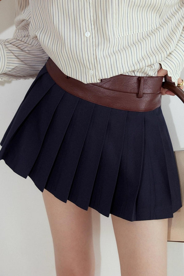 Double Waist Pleated Skirt