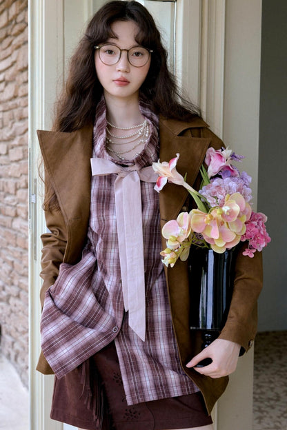 Vintage Blended Leather Carved Jacket