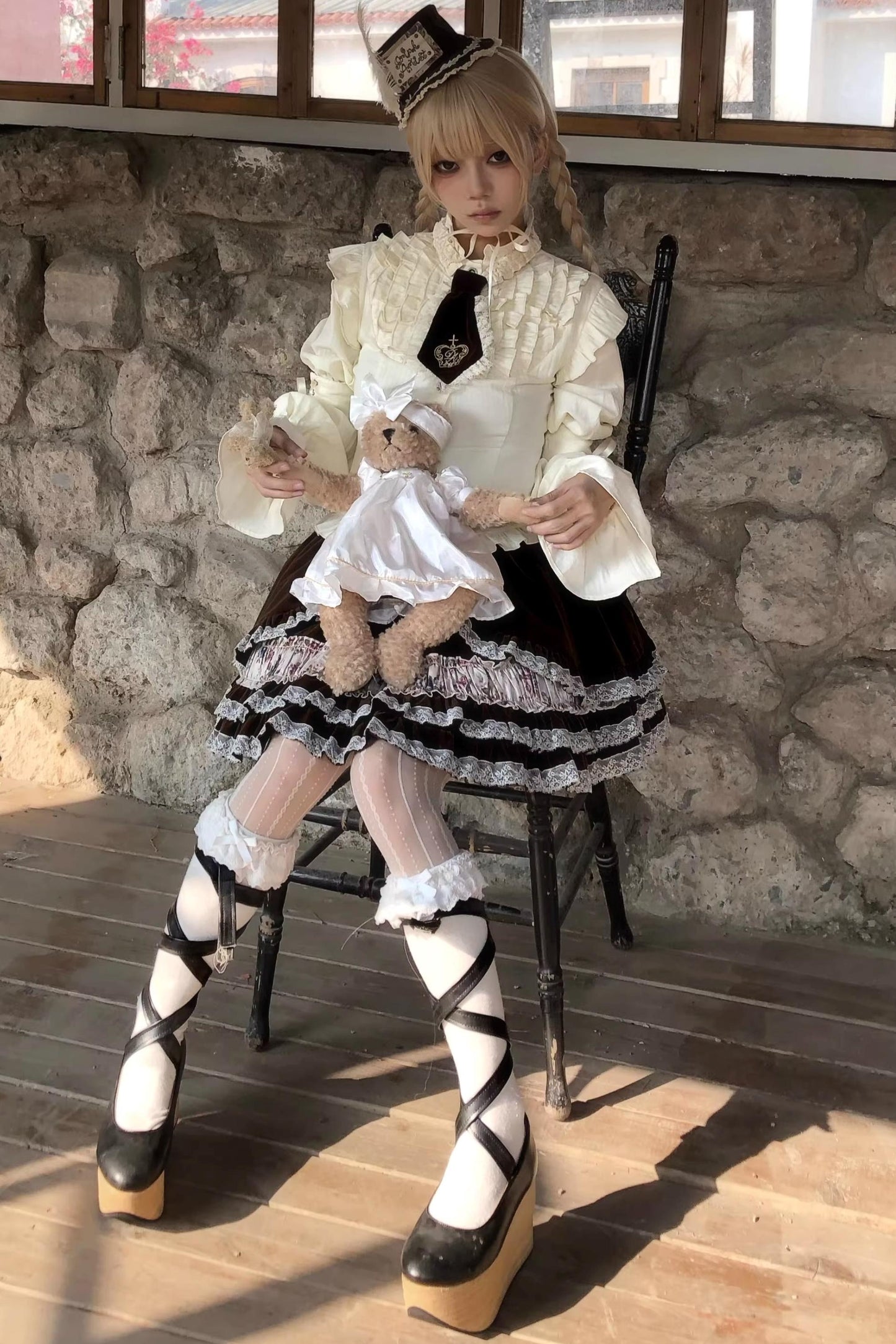 Beige Lace Trim Shirt