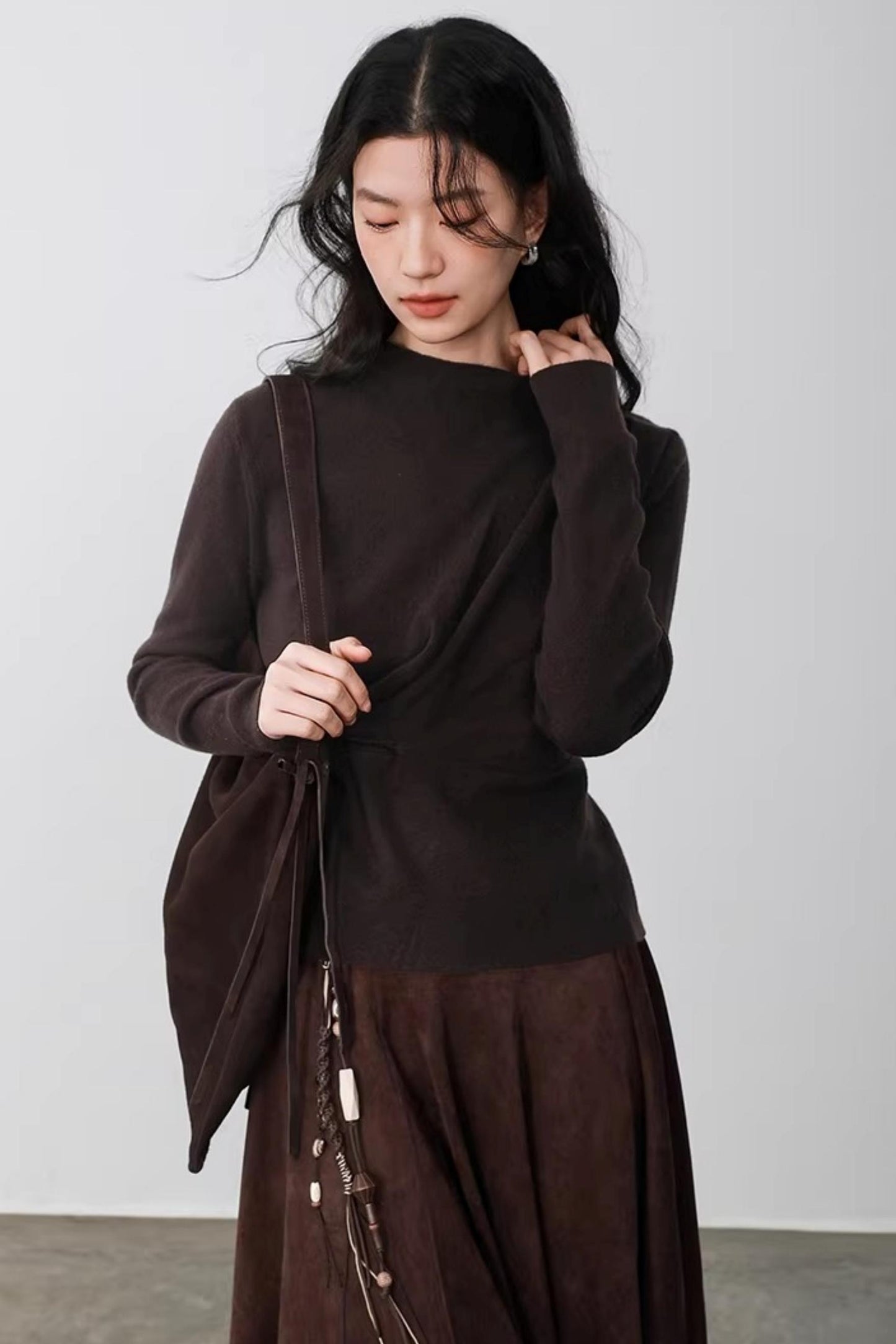 Chestnut Brown Deconstructed Sweater