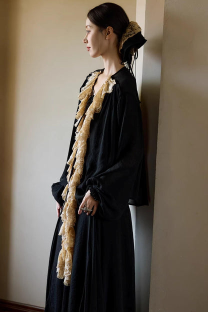 Plant-Dyed Lace Sleeve Shirt Set-Up