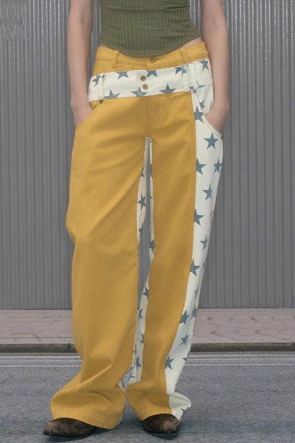 Star Stitching Straight Pants