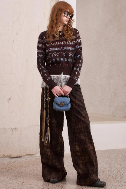 Jacquard Embroidery Slim Cardigan