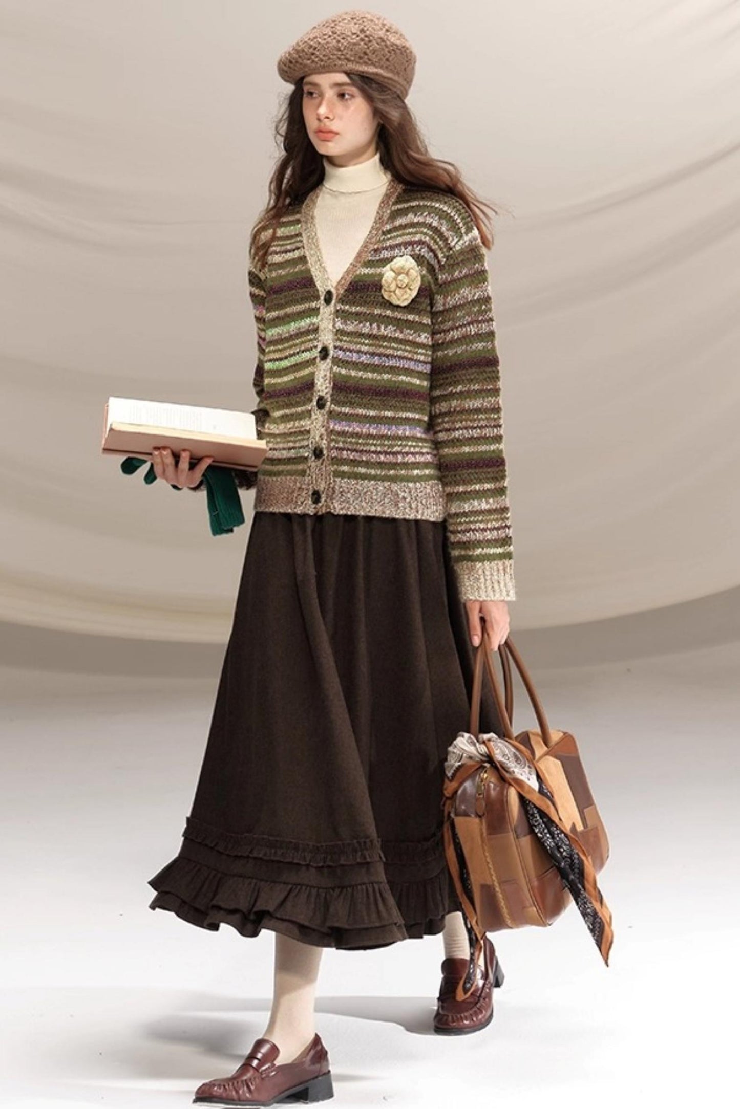 Hazelnut Lace Wool Skirt