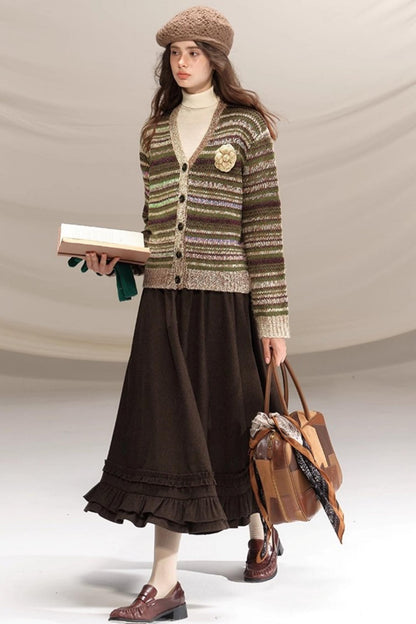 Hazelnut Lace Wool Skirt