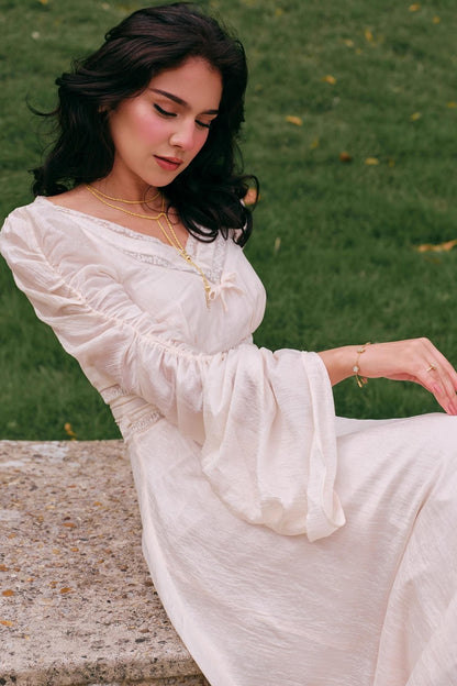 French court style V-Neck Satin Dress