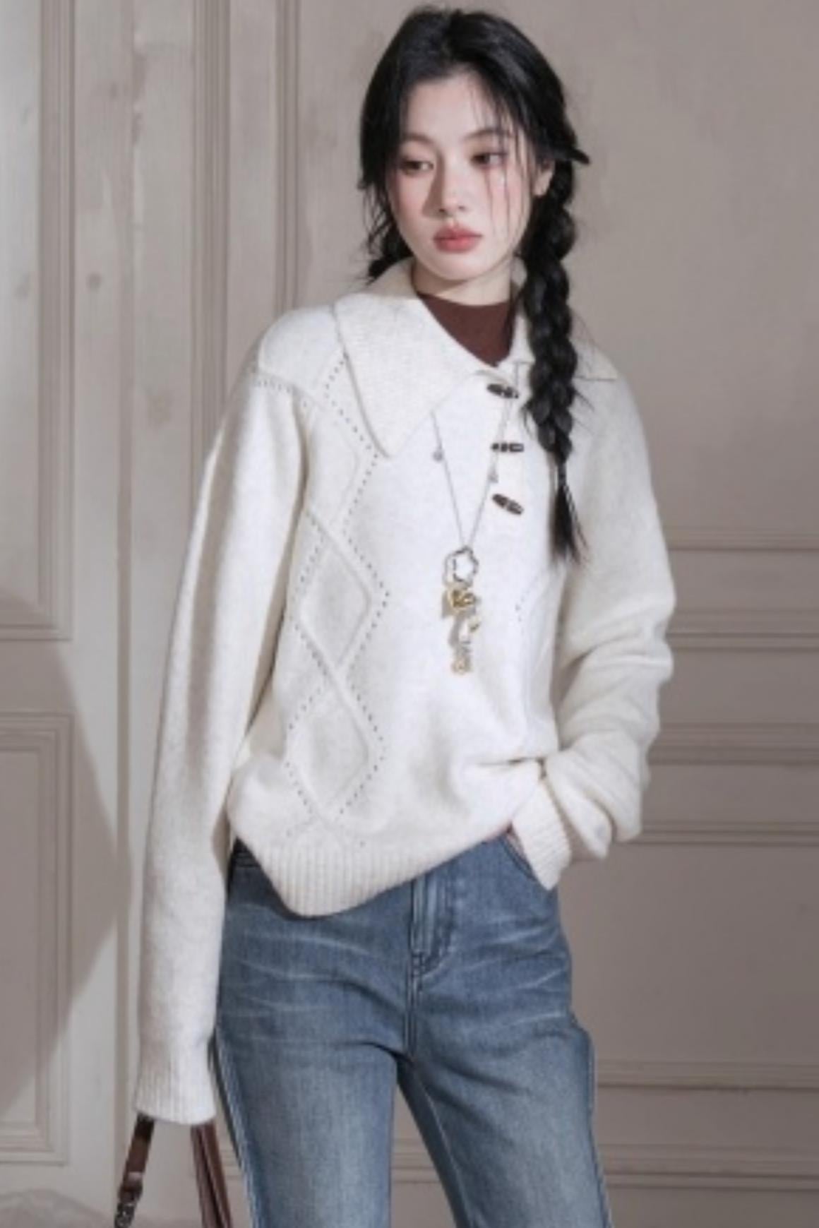 Asymmetrical Collar Knit Sweater