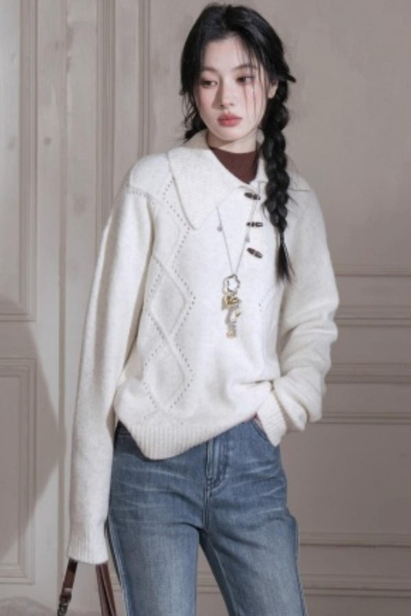 Asymmetrical Collar Knit Sweater