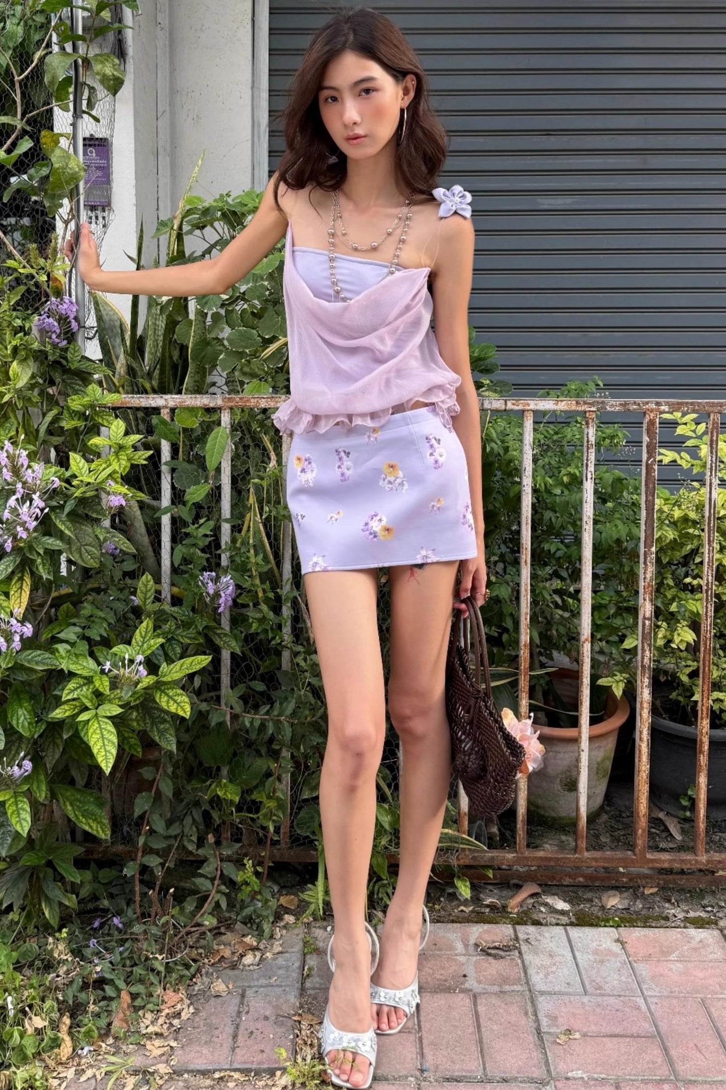 Silk Halter Top & Skirt Set-Up