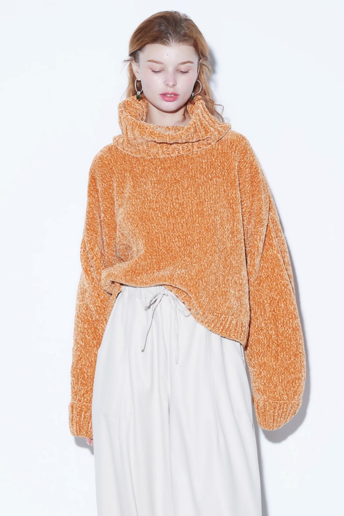 Colorful Chenille High-Neck Top