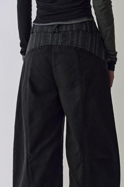 Double Waist Scimitar Loose Jeans