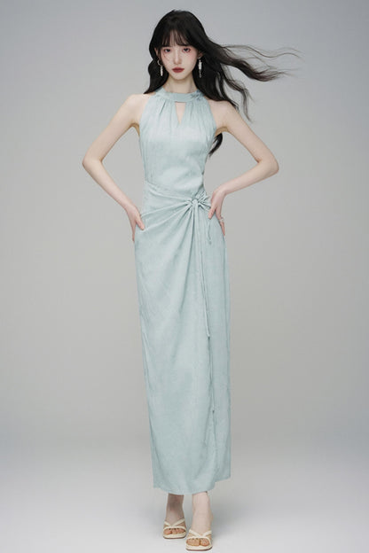 Elegant Sleeveless Jacquard Maxi Dress