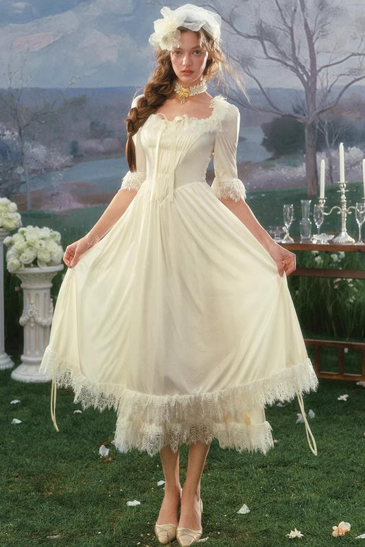 French Palace Satin Wedding Dress