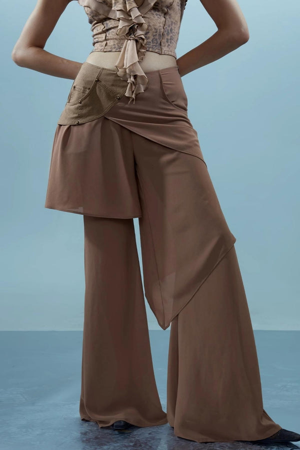 Layered Chiffon Windbreaker Pants