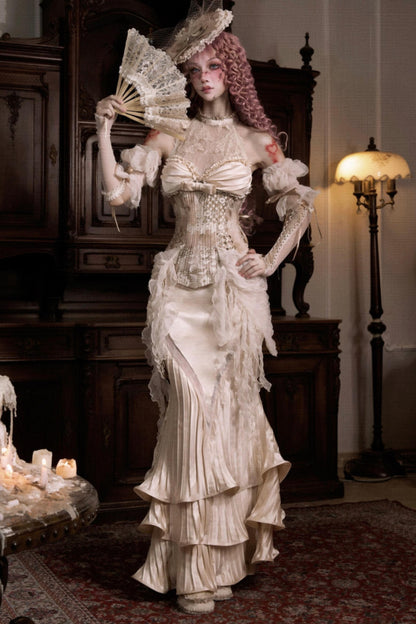 Elegant Herringbone Corset Slim Tunic Top Set