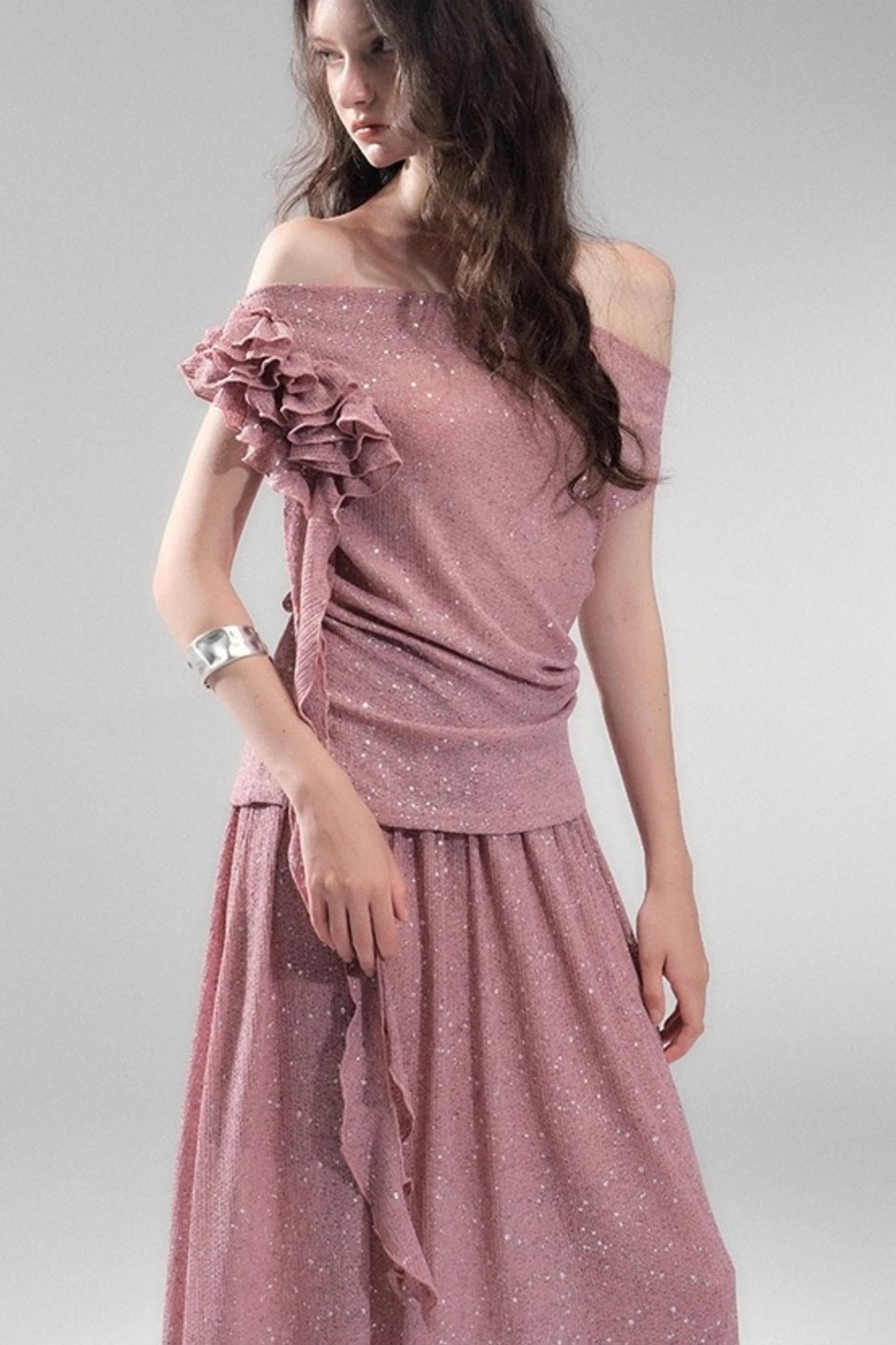 Stretch Knit Silver Top Set-Up