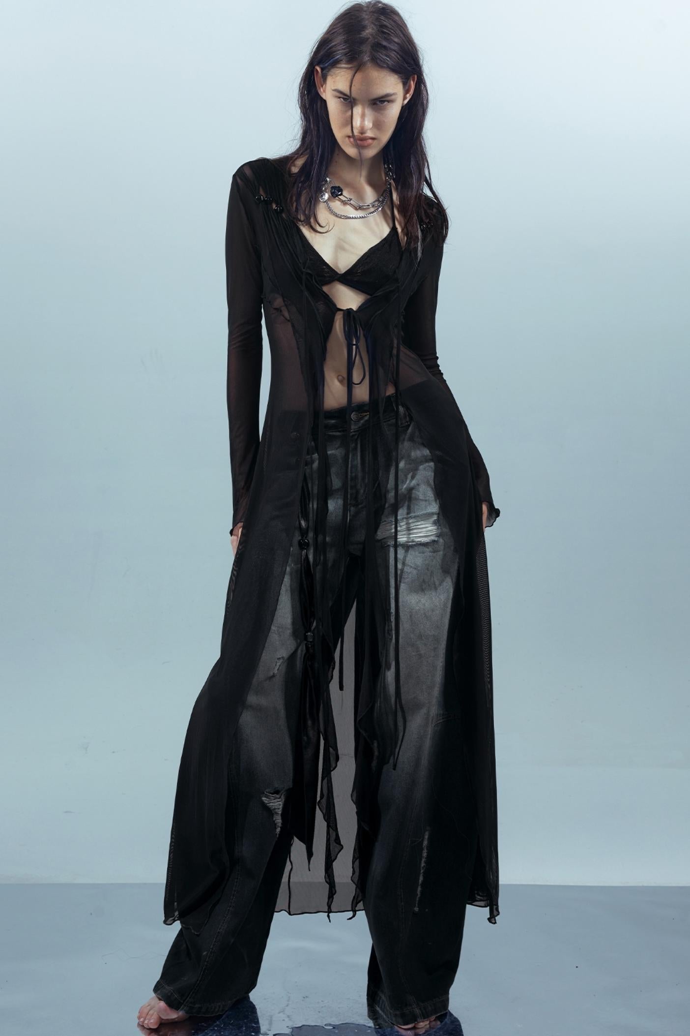 Dreams Beaded Mesh Cardigan