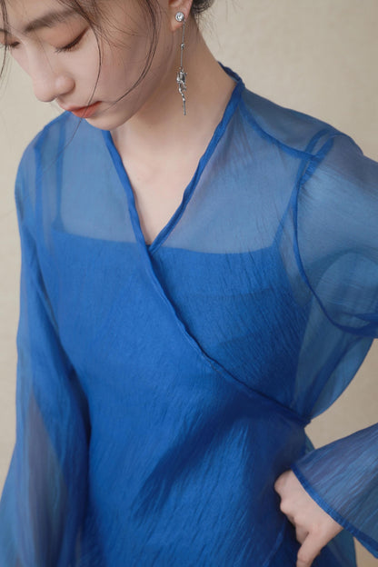 Blue Mesh Tie Sun Shirt