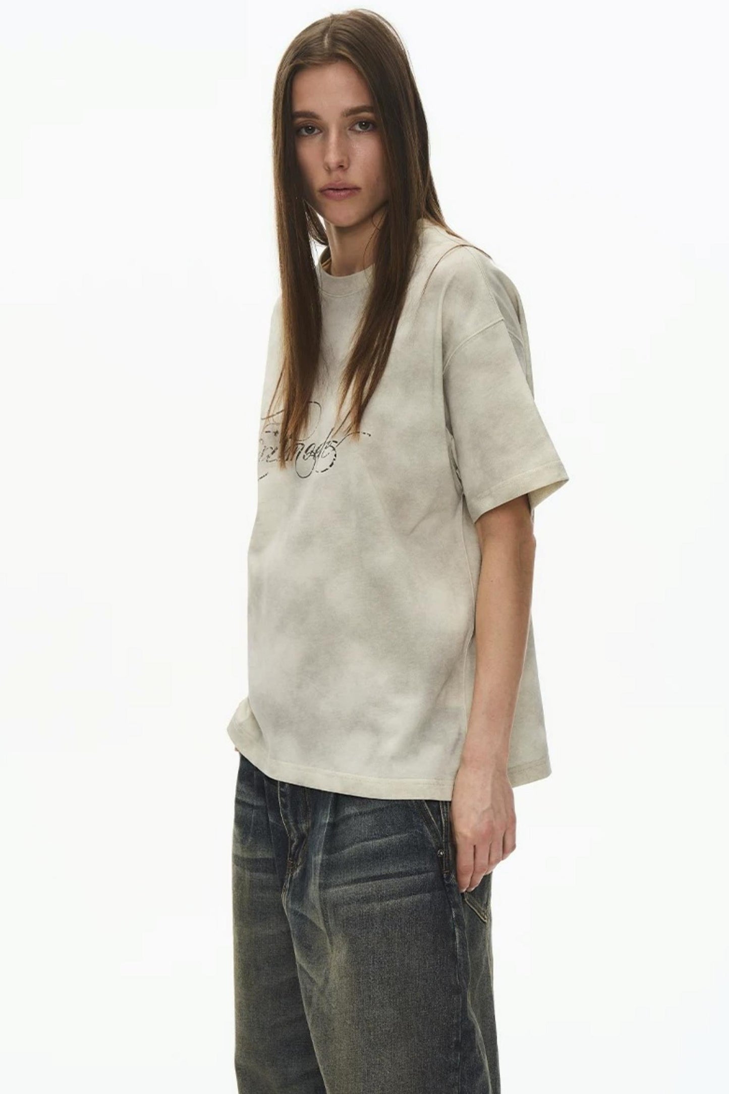 Retro Loose Cotton Spray-Painted T-Shirt