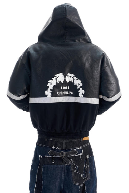 Reflective Silhouette Leather Coat