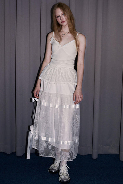 Romantic Bow Detail Long Skirt