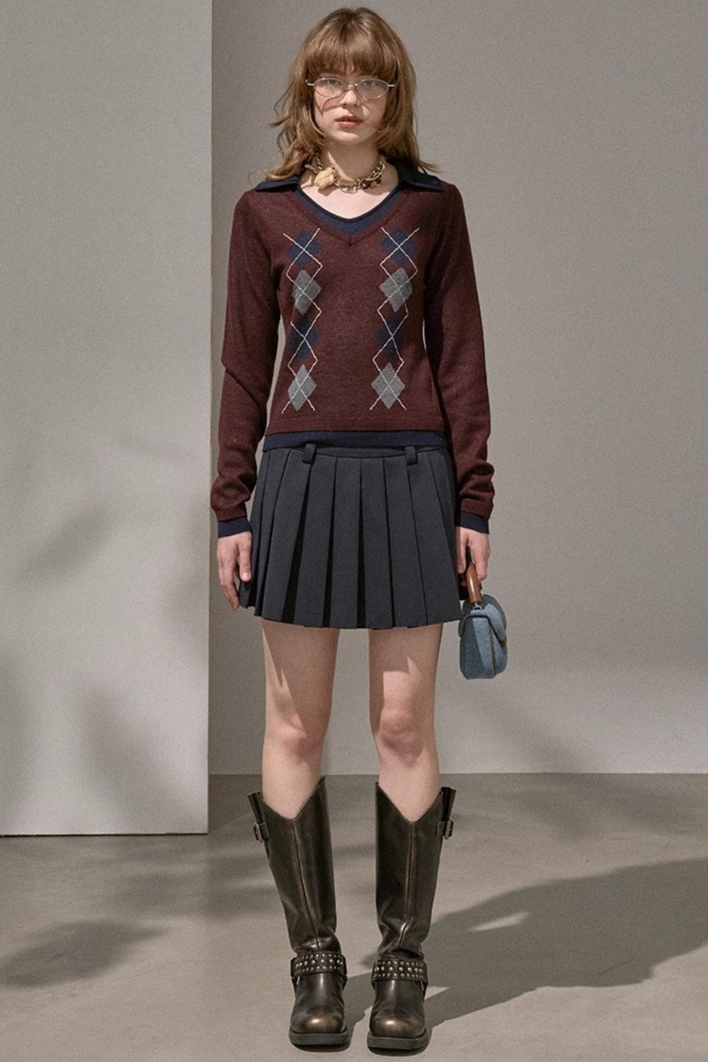 Preppy Silk Pleated Puffy Skirt