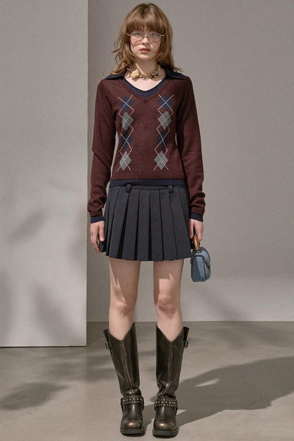 Preppy Silk Pleated Puffy Skirt