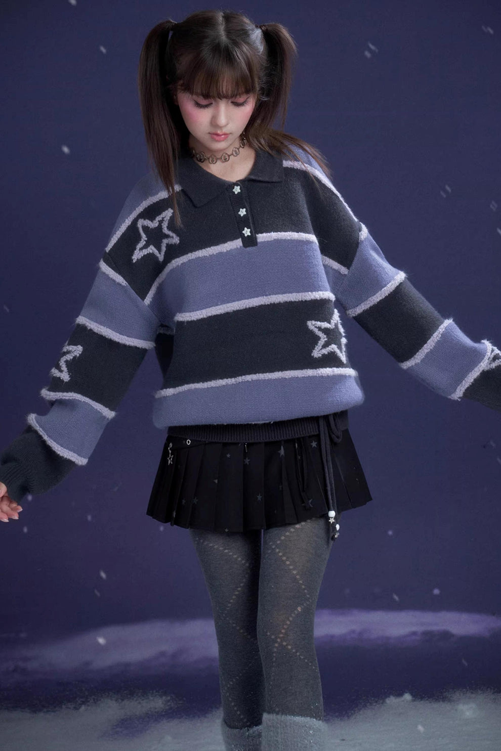 Purple Striped Star Sweater – BellaModa