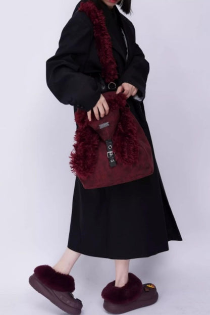 Furry Rabbit Ear Fur Backpack