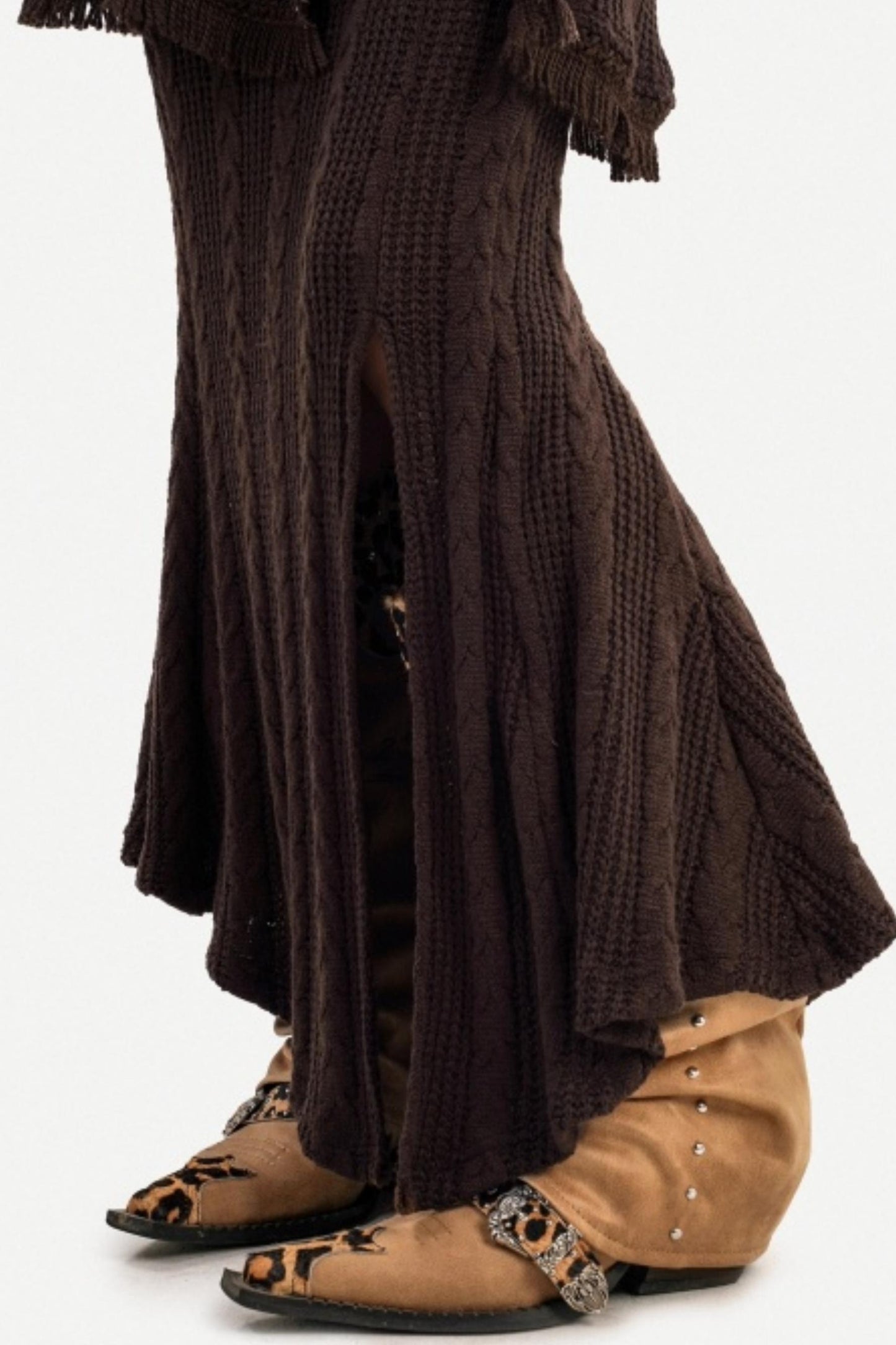 Retro Knit Off-Shoulder Top Set-Up