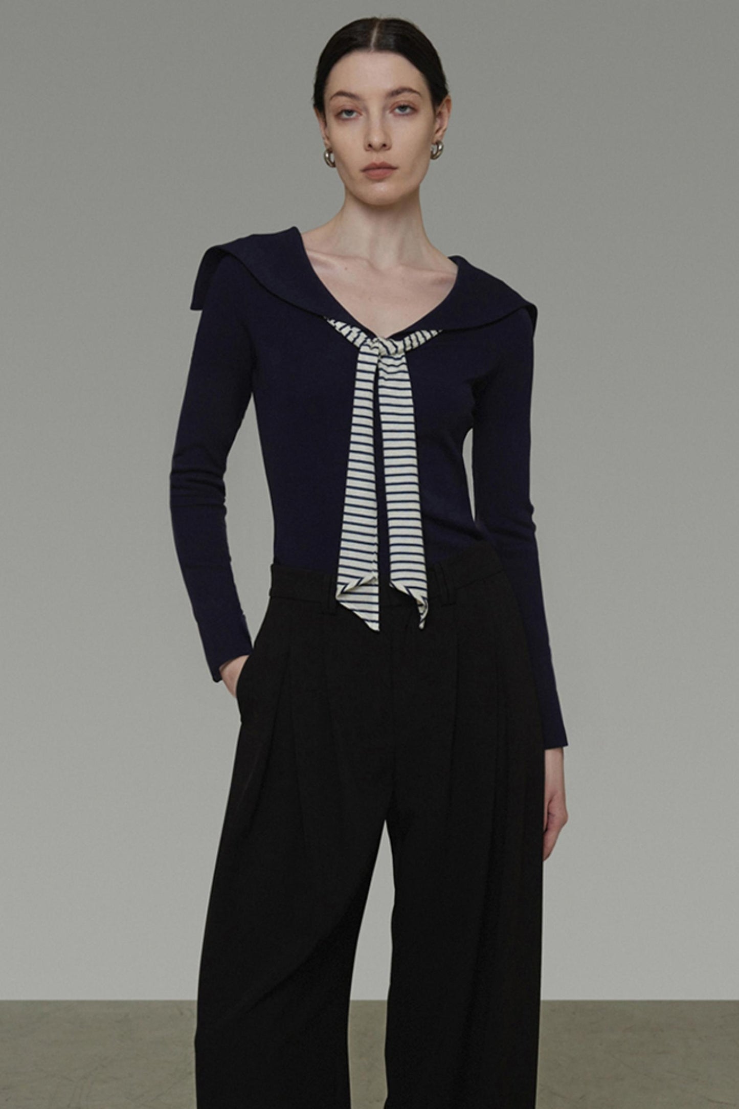 Autumn Navy Knit Top