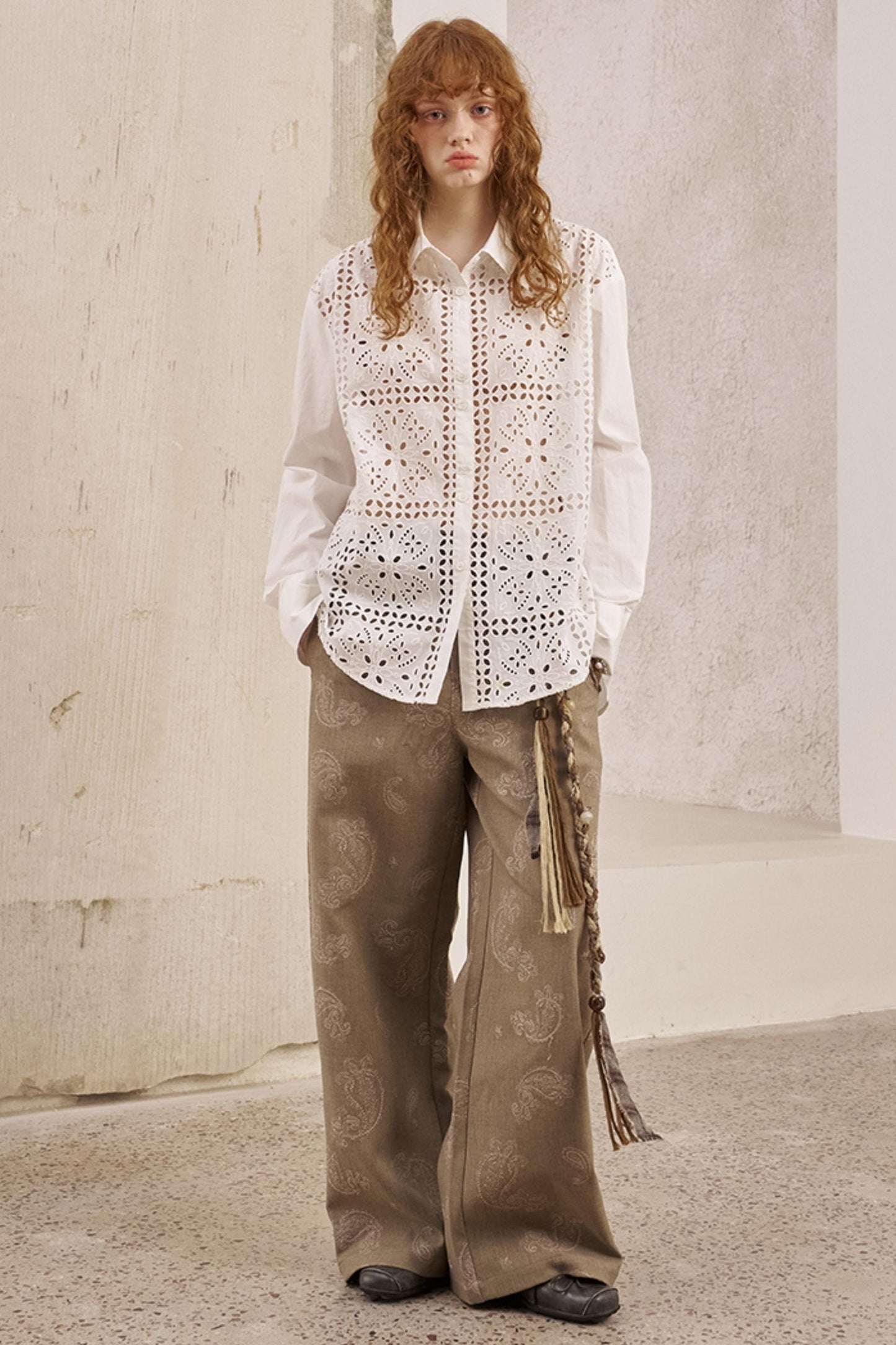 Front Lace Thin Cut-Out Shirt