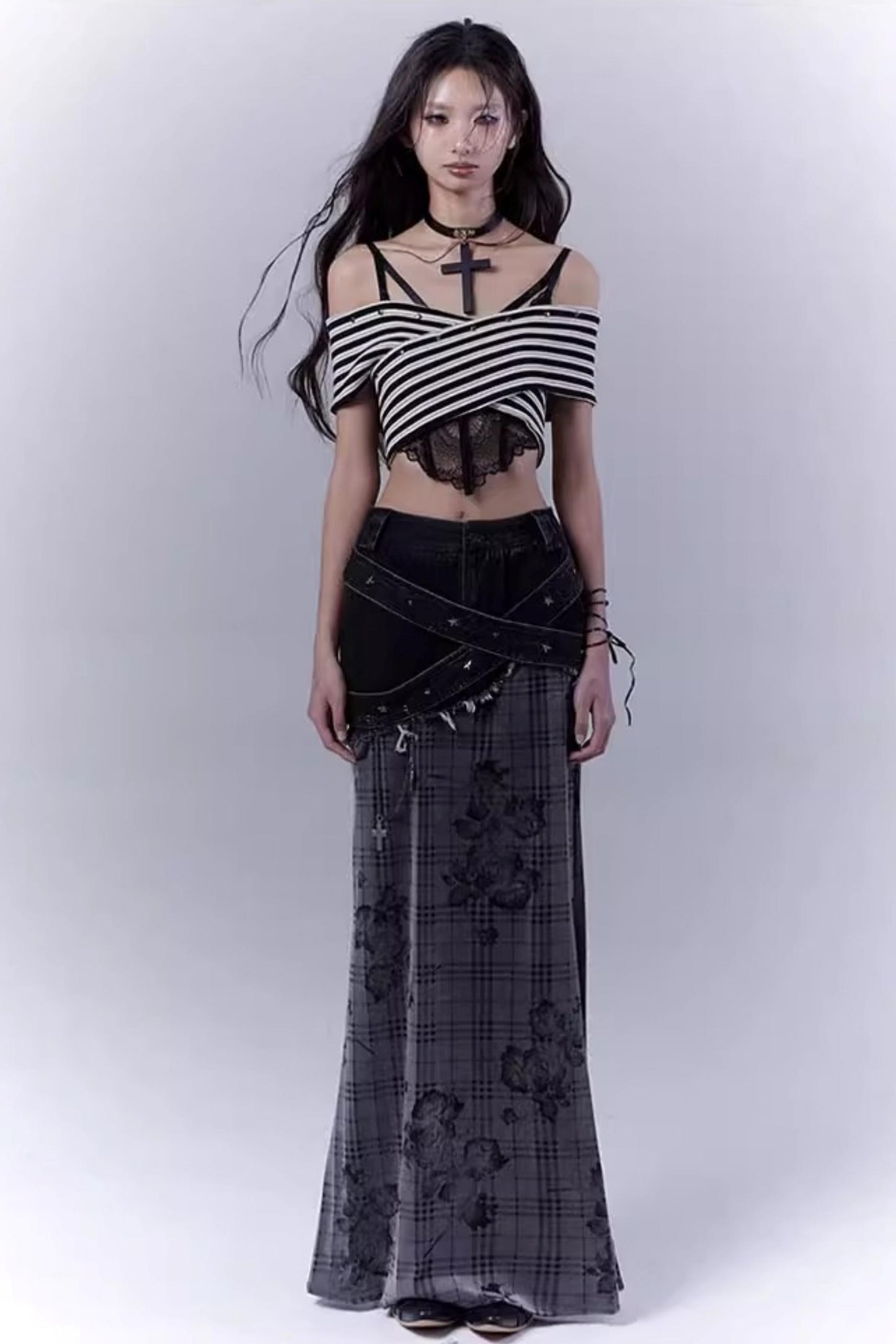 Striped Smock Blouse Set-Up