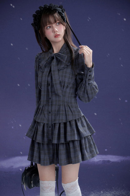 Twilight Plaid Gray Dress