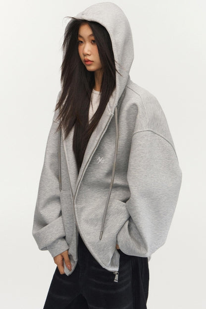 Oversized Air Layer Zip-Up Hoodie