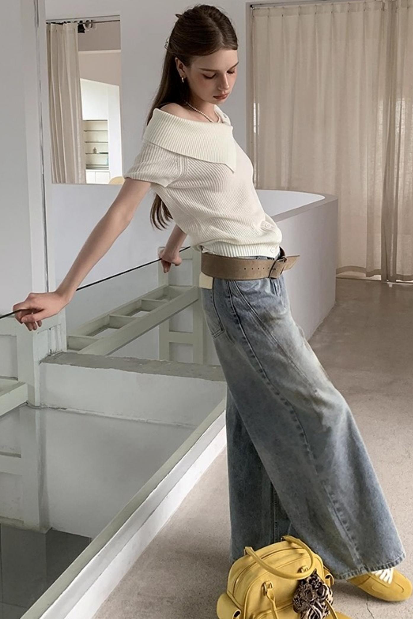 Asymmetric Loop Knit Top