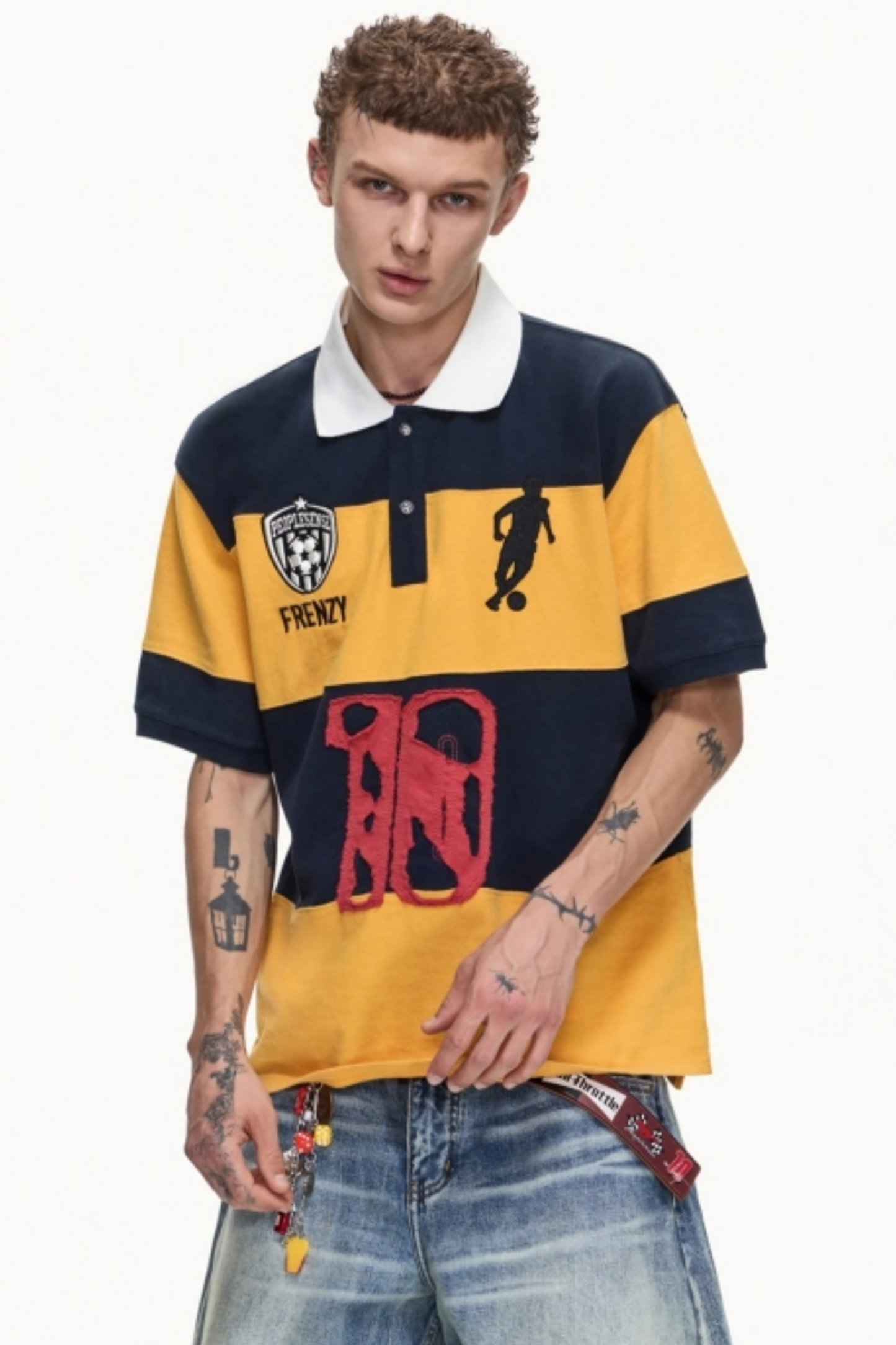 Black and Yellow Striped Polo