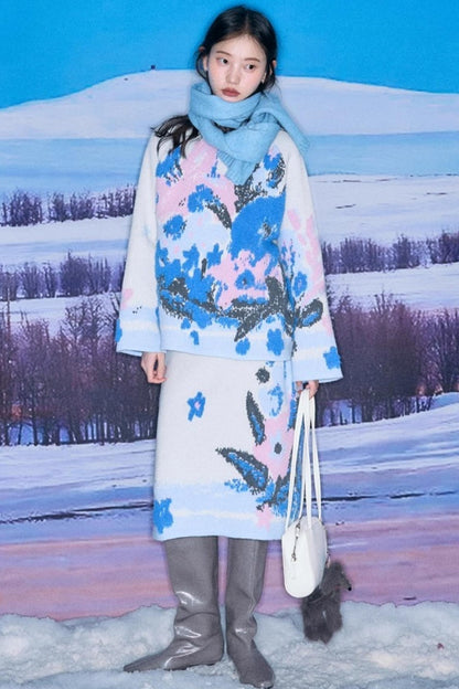 Oil Painting Jacquard Wool Sweater Set-Up