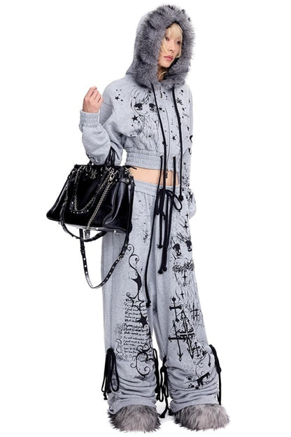 Graffiti Print Drawstring Sweatpants