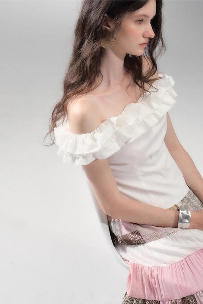 Begonia Ruffle One-Shoulder Top