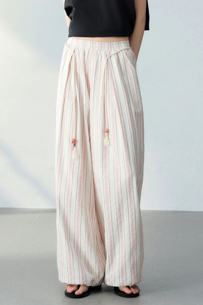 Old Money Striped Linen Pants Set-Up