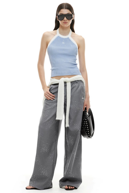 Wool Irregular Color-Block Vest