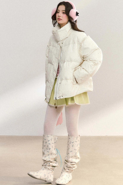Polka Dot Cotton Puffer Jacket