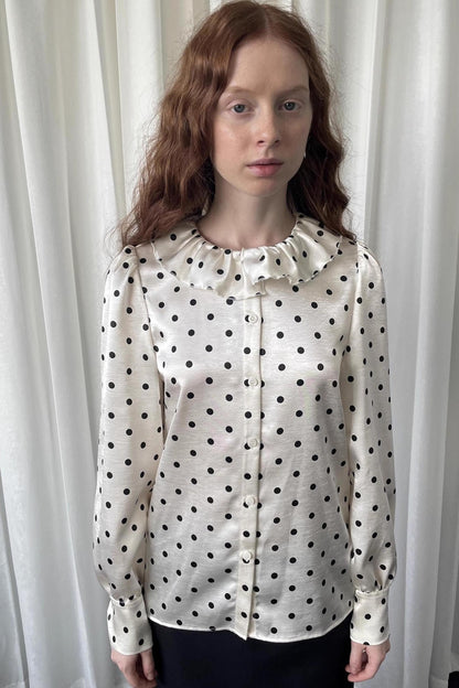 Loose Lace Polka Dot Satin Shirt