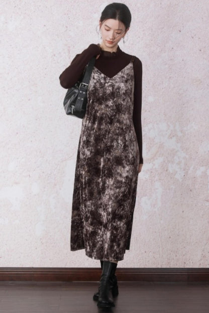 Chestnut Brown Patchwork Turtleneck Top