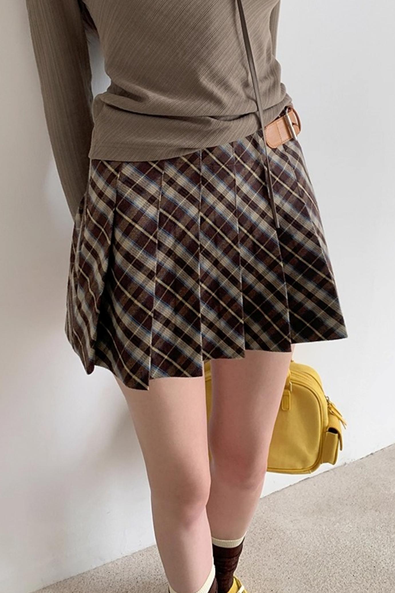 Vintage Plaid Waist Slimming Skirt