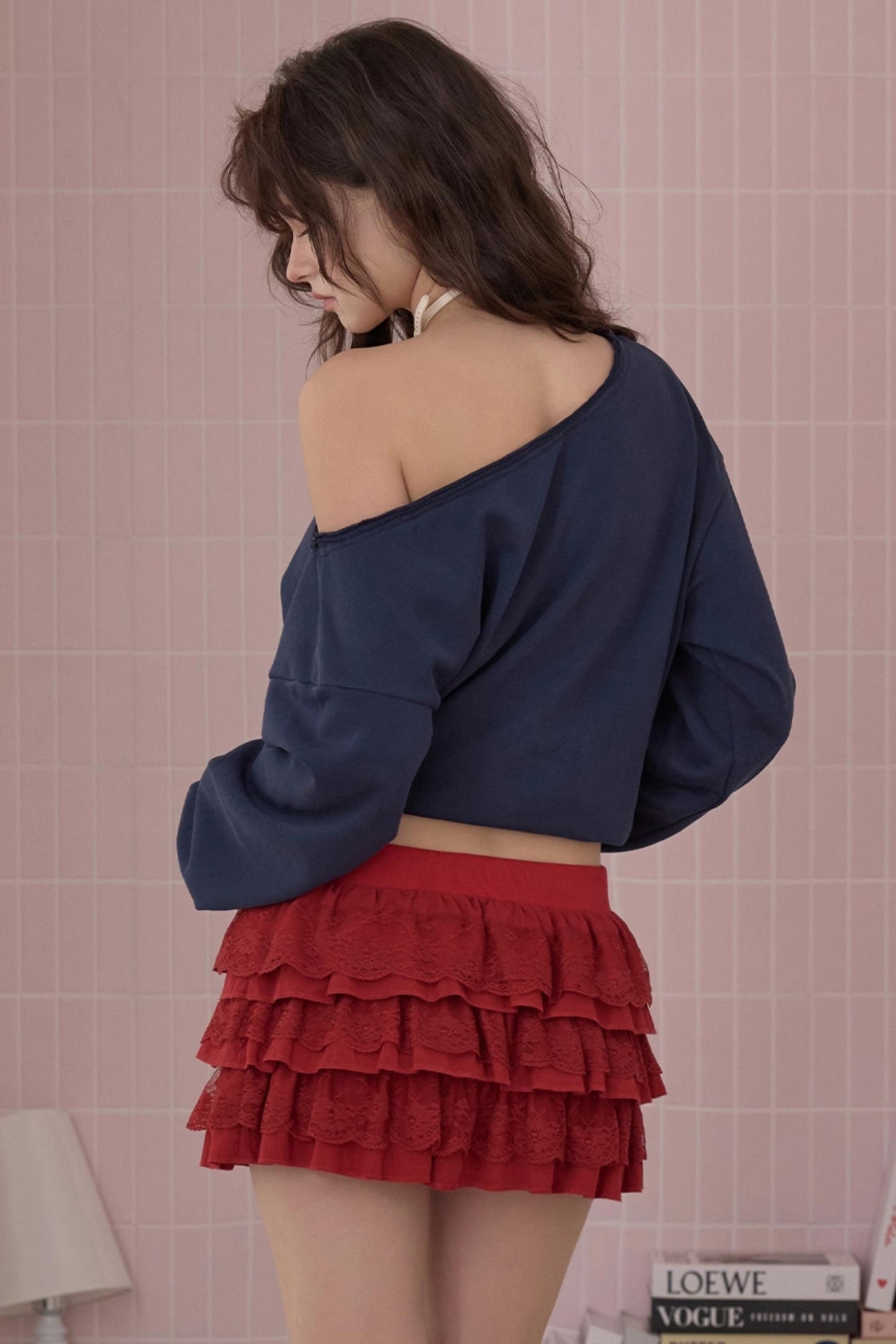 Elegant Red Lace Cake Skirt