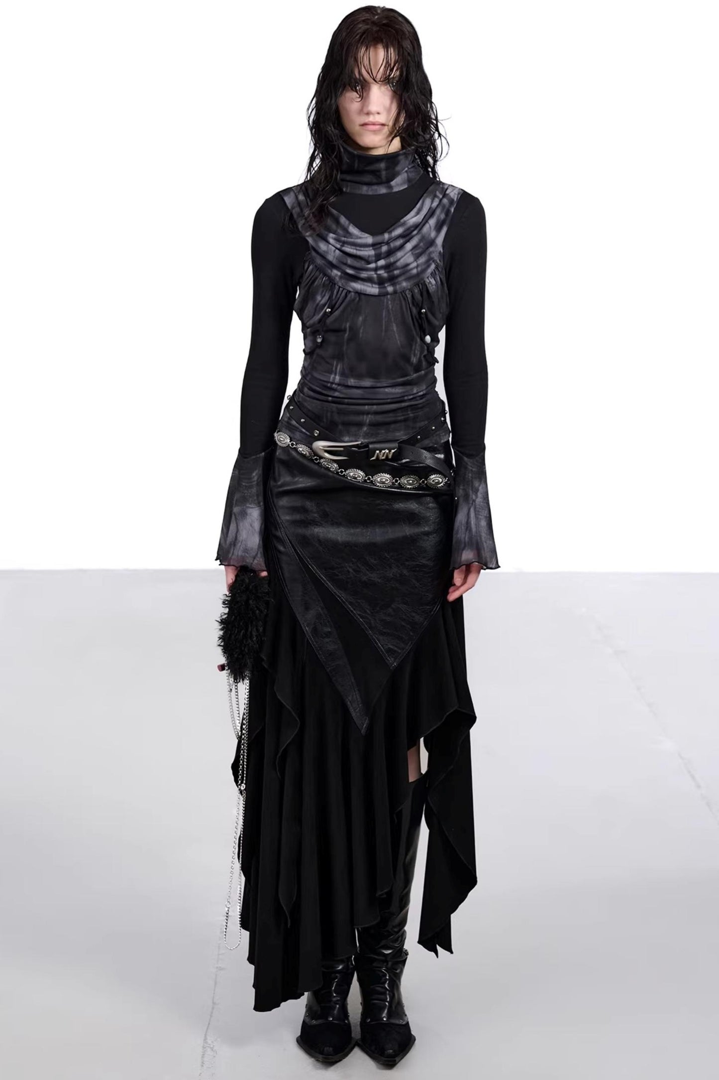 Mesh Paneled Beaded Top
