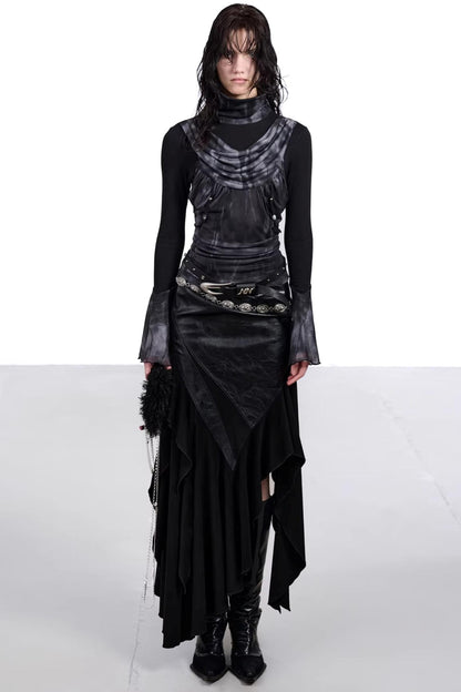 Mesh Paneled Beaded Top